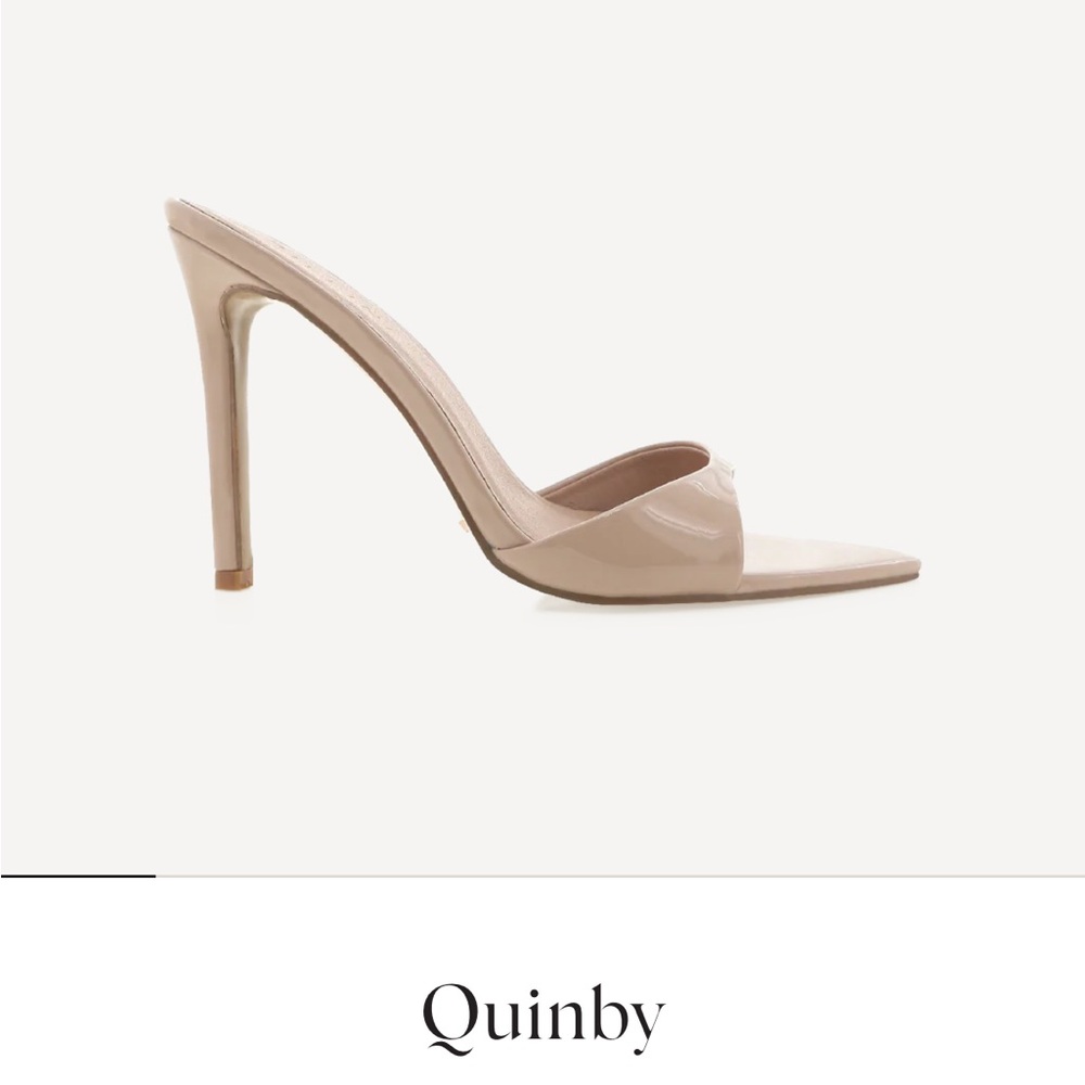 Nude Patent High Heel Mule Sandal Billini Quinby Latte Patent Size 7